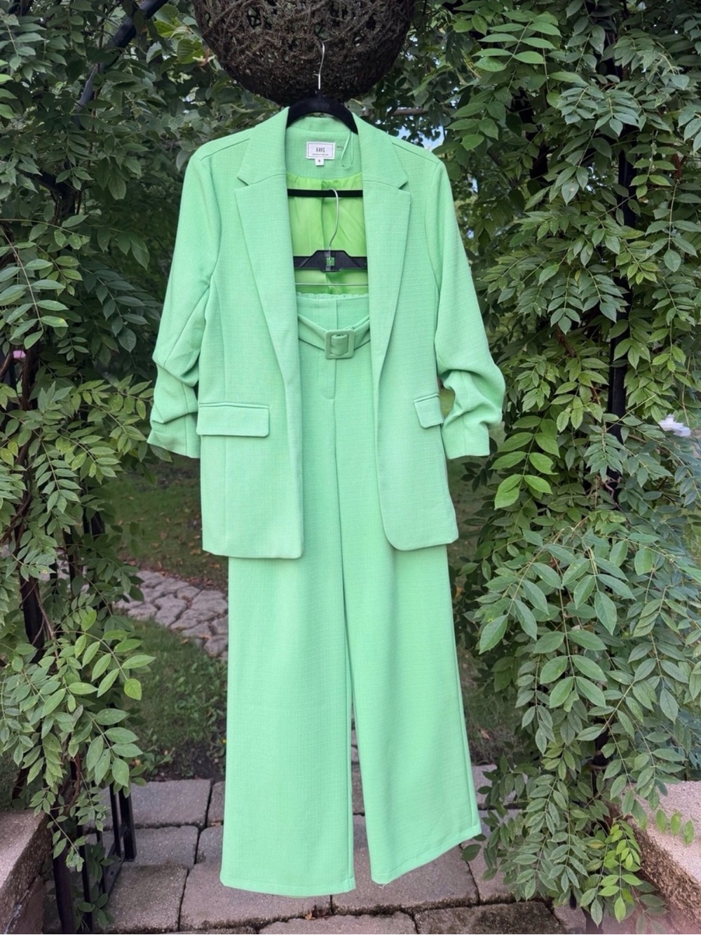 Have Mint Green Belted Wide-Leg Jumpsuit with Matching Blazer